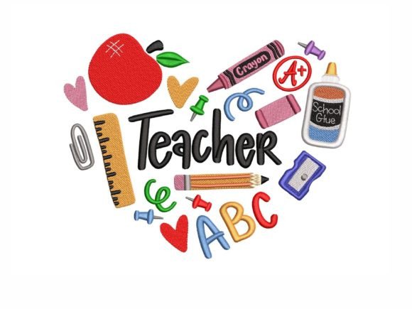 Celebrate Educators with the Teacher Heart Embroidery Design