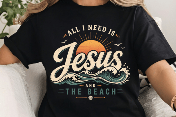 Christian Jesus Beach Waves Sunset PNG: Faith Meets Coastal Calm