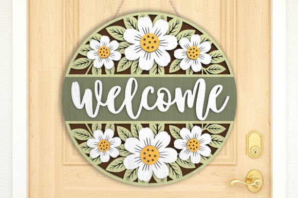 Create a Stunning 3D Entrance with This Floral Welcome Door Sign SVG