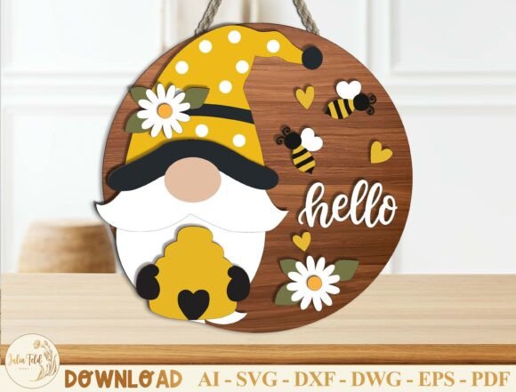Daisy Gnome Door Hanger Laser Cut SVG: Crafting Charm