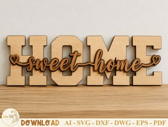 Home Sweet Home Laser Cut File SVG: A Rustic Design Asset