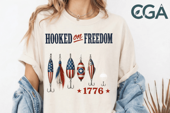 Hooked on Freedom: A Patriotic Fishing PNG for Designers