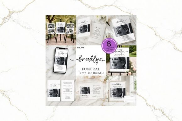 Modern Funeral Templates: The B&W Canva FR004 Bundle