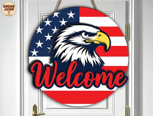 Patriotic Eagle Welcome Sign SVG: A Bold Statement for Home & Brand