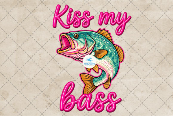 Preppy Kiss My Bass Fishing Summer PNG: Your Go-To Graphic for Fun, Trendy Designs