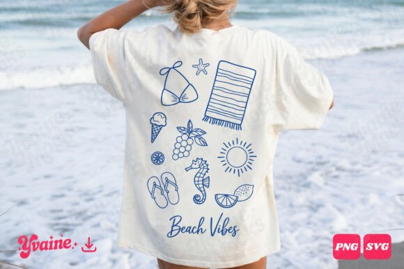 Retro Beach Vibes Doodle Clipart: Summer Design Essentials