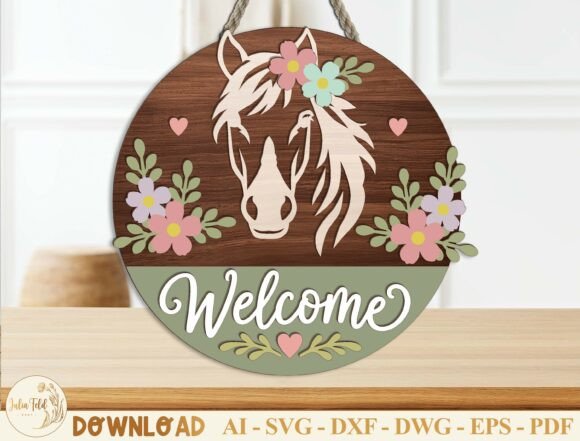 Rustic Elegance: The Horse Welcome Sign Laser Cut File SVG